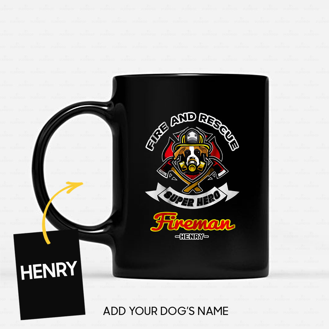 Personalized Dog Gift Idea - Superhero Fire And Rescue For Dog Lovers - Black Mug