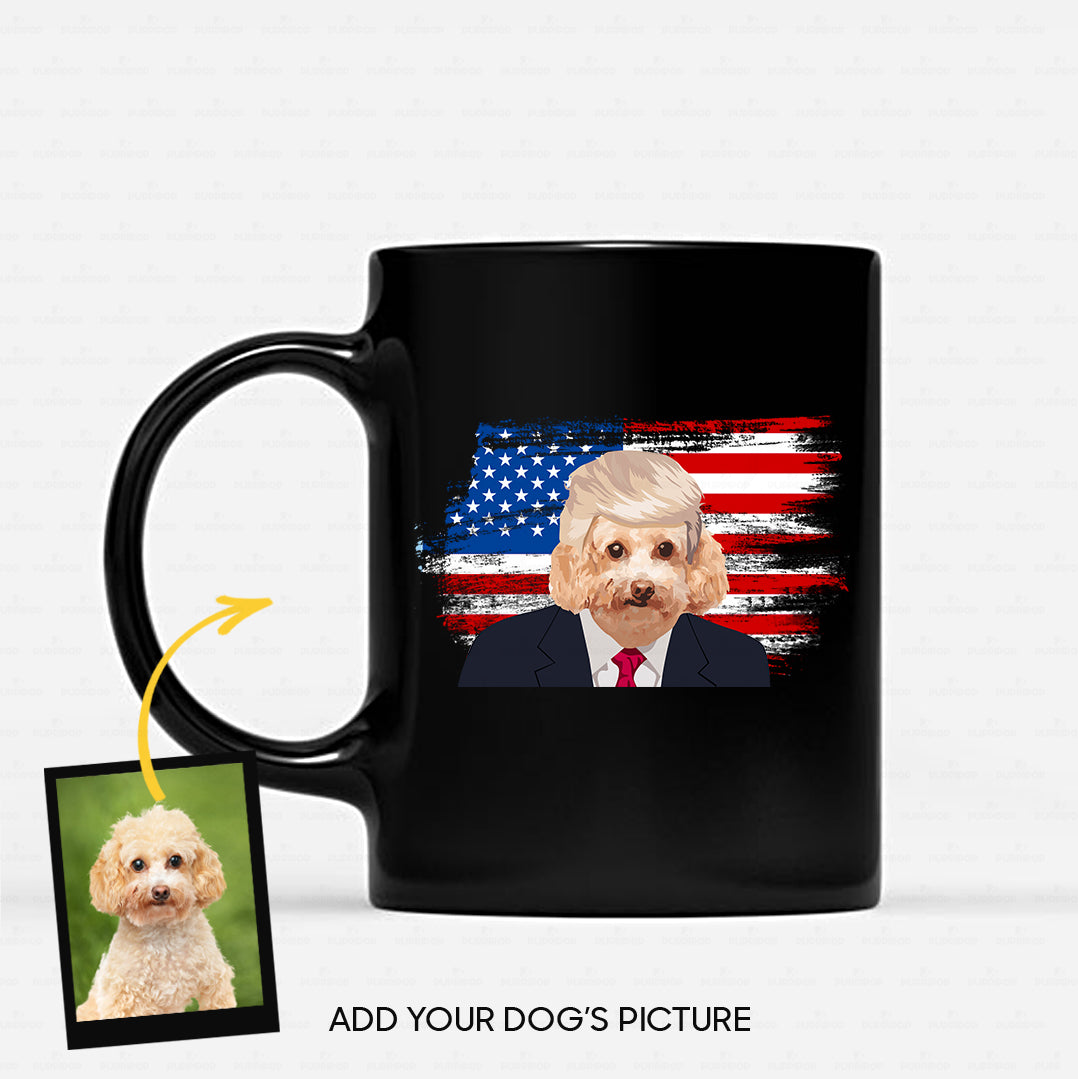 Personalized Dog Gift Idea - Dog President With Blonde Hair For Dog Lovers - Black Mug