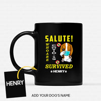 Thumbnail for Personalized Dog Gift Idea - Salute Who Are Survived Covid 19 For Puppy Lovers - Black Mug