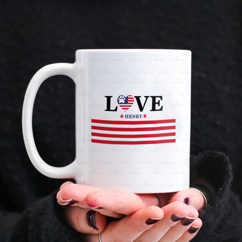 Personalized Dog Gift Idea - Love America For Dog Lovers - White Mug