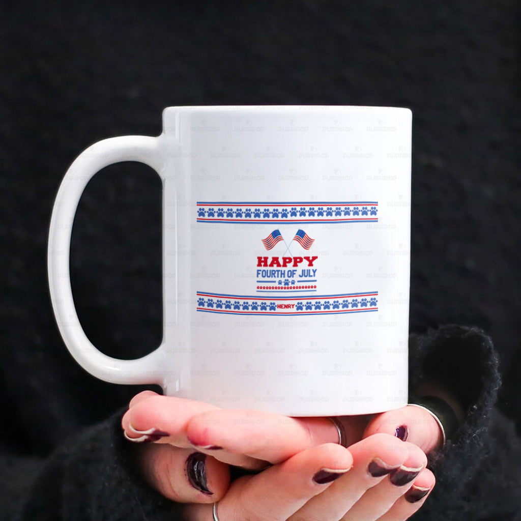 Personalized Dog Gift Idea - Happy 4th Of July For Dog Lovers - White Mug