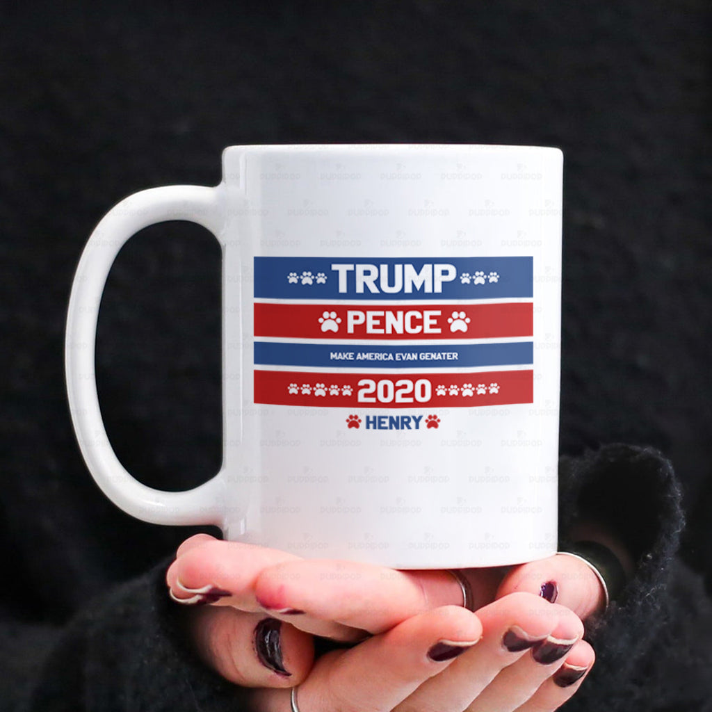 Personalized Dog Gift Idea - Trump Pence Make America Evan Genater 2020 For Dog Lovers - White Mug