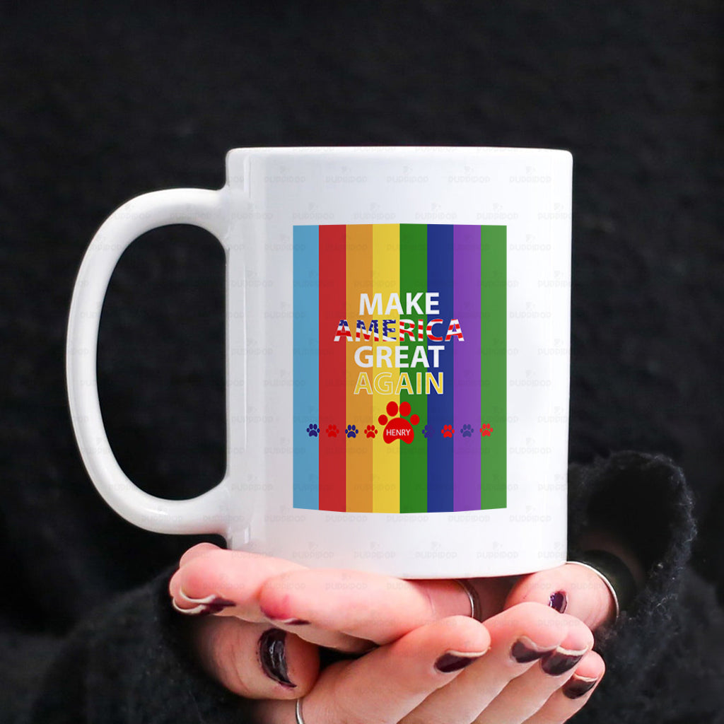 Personalized Dog Gift Idea - Make America Great Again With Rainbow For Dog Lovers - White Mug