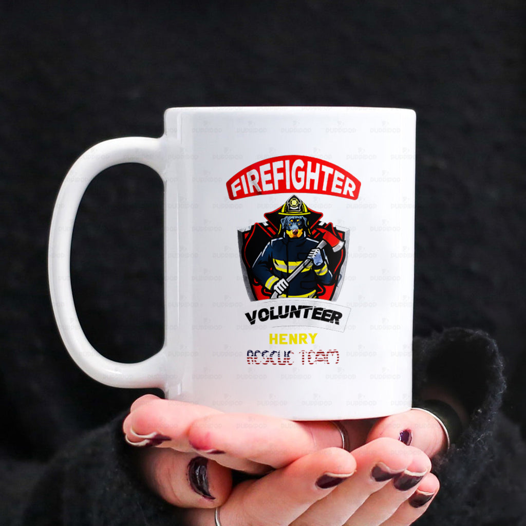 Personalized Dog Gift Idea - Firefighter Volunteer Rescue Team For Dog Lovers - White Mug