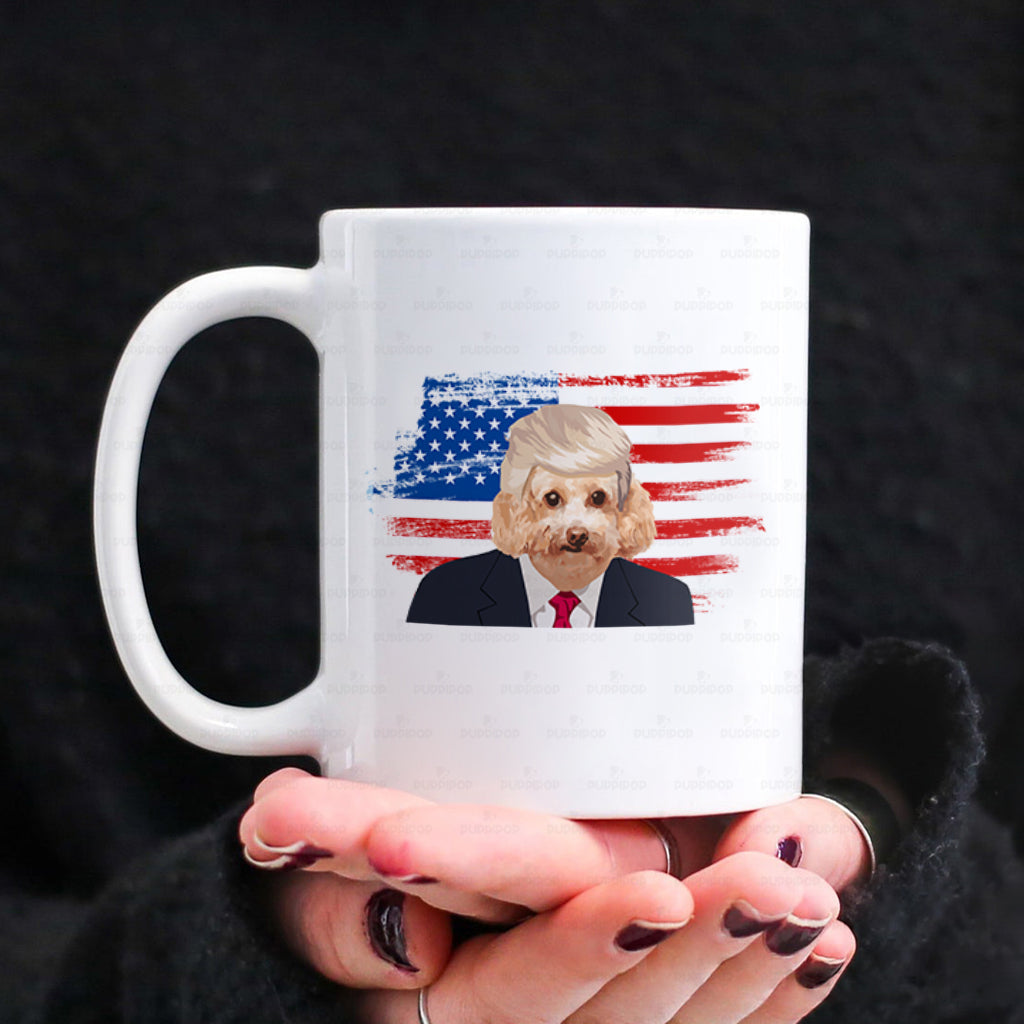 Personalized Dog Gift Idea - Dog President With Blonde Hair For Dog Lovers - White Mug