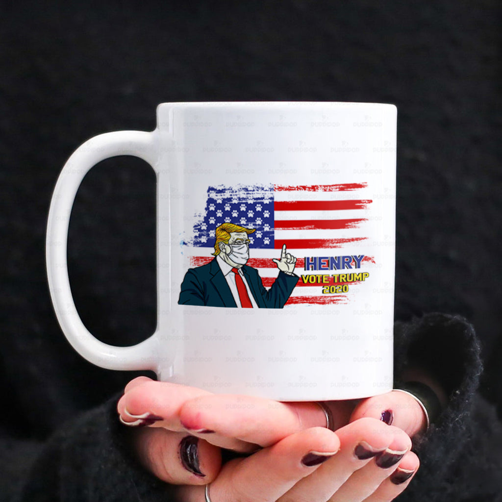 Personalized Dog Gift Idea - Vote For Trump Wearing Vest And Mask 2020 For Dog Lovers - White Mug