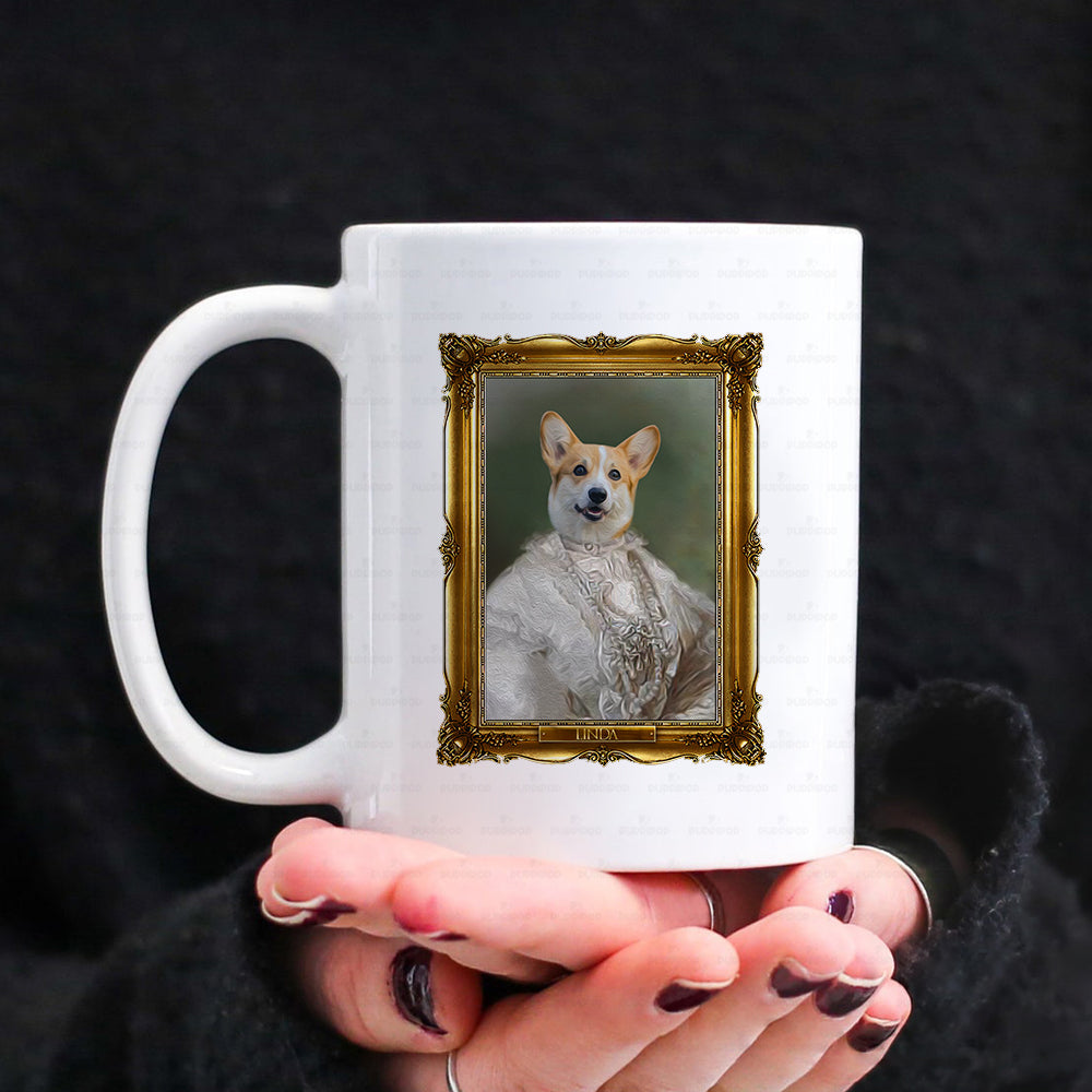 Personalized Dog Gift Idea - Royal Dog's Portrait For Dog Lovers - White Mug