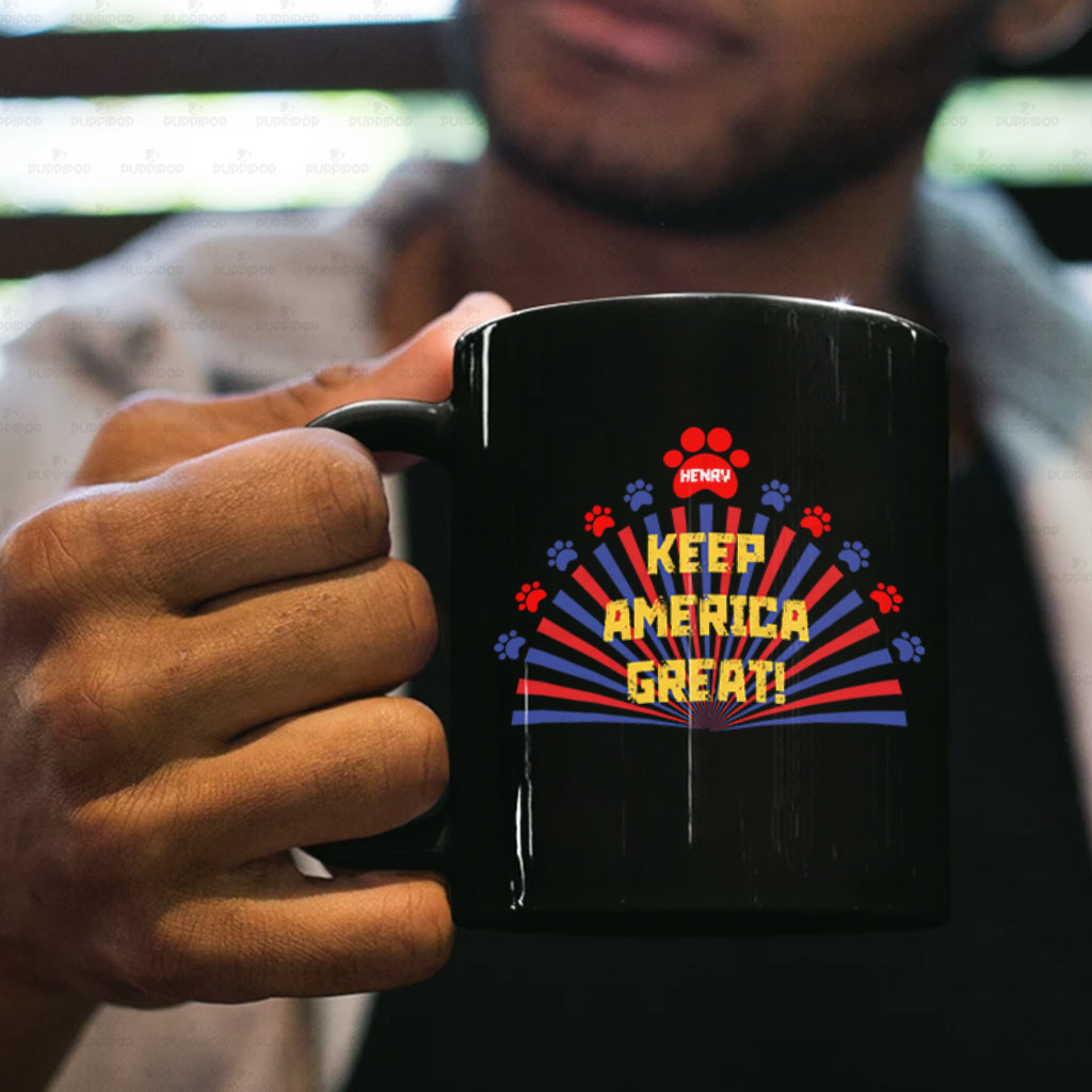Personalized Dog Gift Idea - Keep America Great Again For Dog Lovers - Black Mug