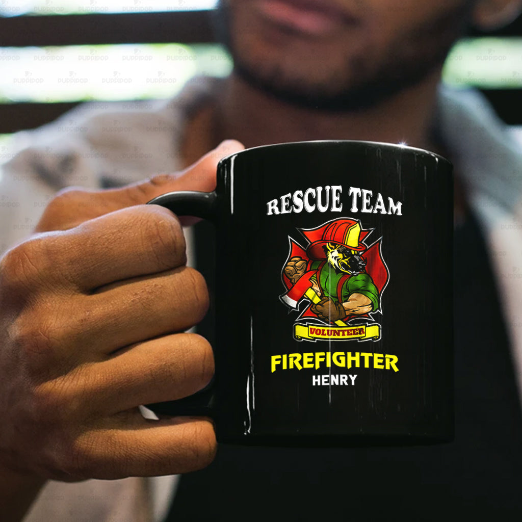 Personalized Dog Gift Idea - Rescue Firefighter Team Volunteer For Dog Lovers - Black Mug