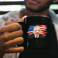 Thumbnail for Personalized Dog Gift Idea - Dog President With Blonde Hair For Dog Lovers - Black Mug