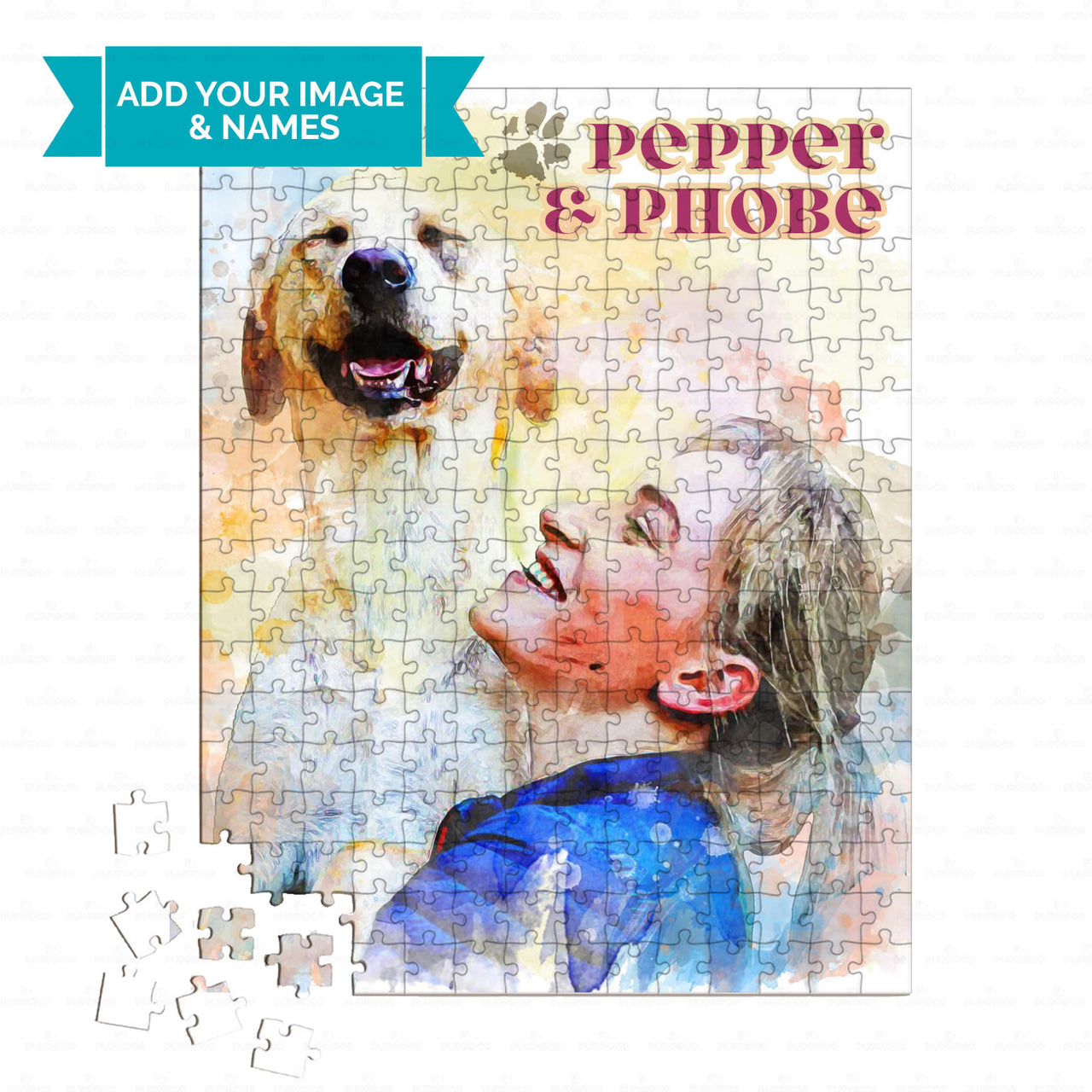Personalized Gift - Watercolor Portrait Puppy Gift For Dog Mom - Puzzle