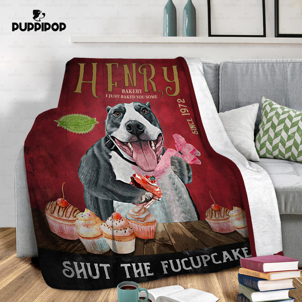 Personalized Dog Blanket Gift Idea - Pitbull Fucupcakes For Dog Lover - Fleece Blanket