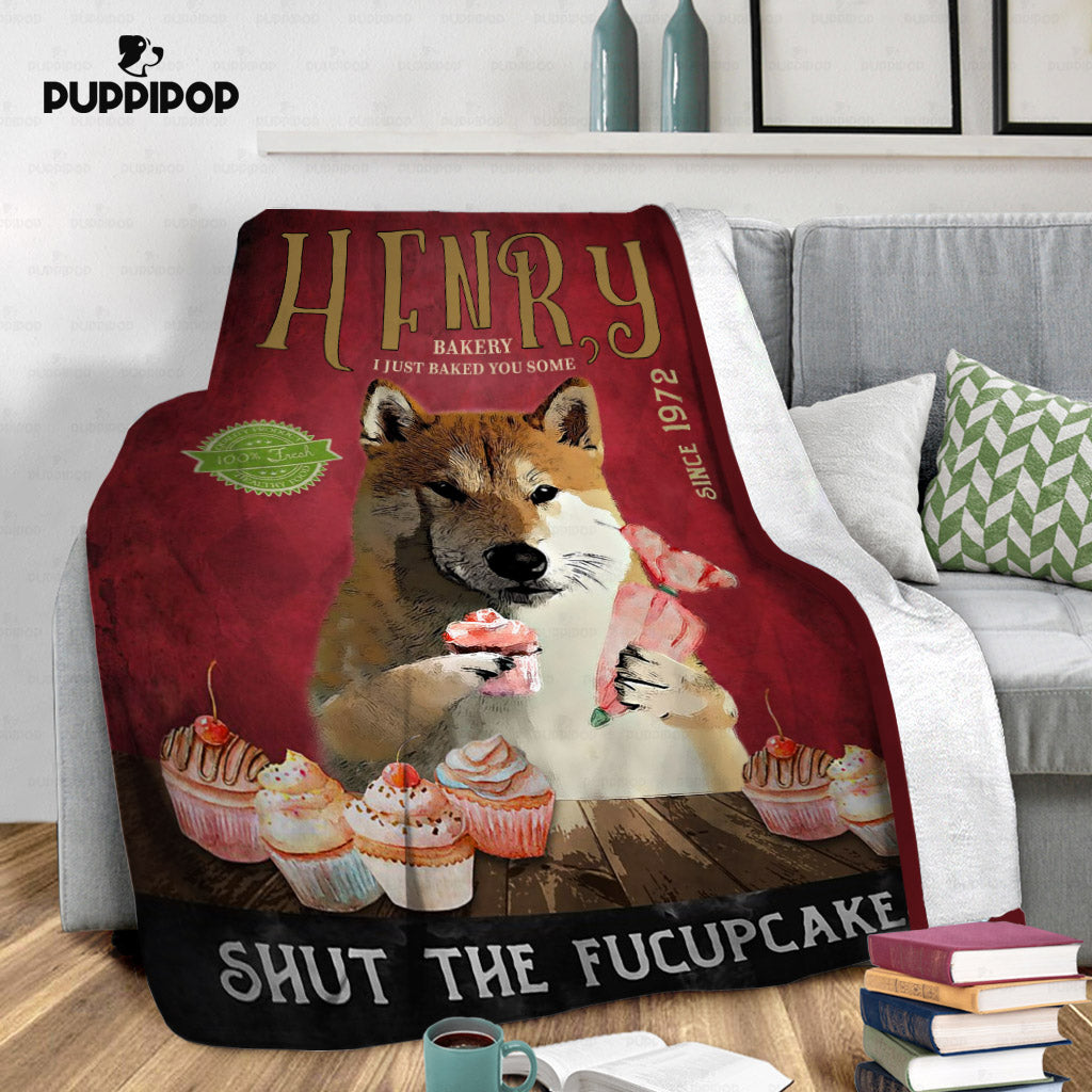 Personalized Dog Blanket Gift Idea - Shiba Inu Fucupcakes For Dog Lover - Fleece Blanket