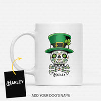 Thumbnail for Personalized St Patrick's Day Gift Idea - A shamrock Skull For Dog Lover - White Mug