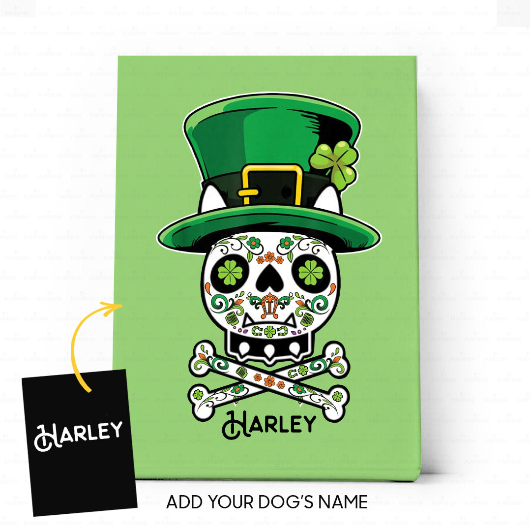 Personalized Gift Canvas For Dog Lover - A Shamrock Skull - Matte Canvas