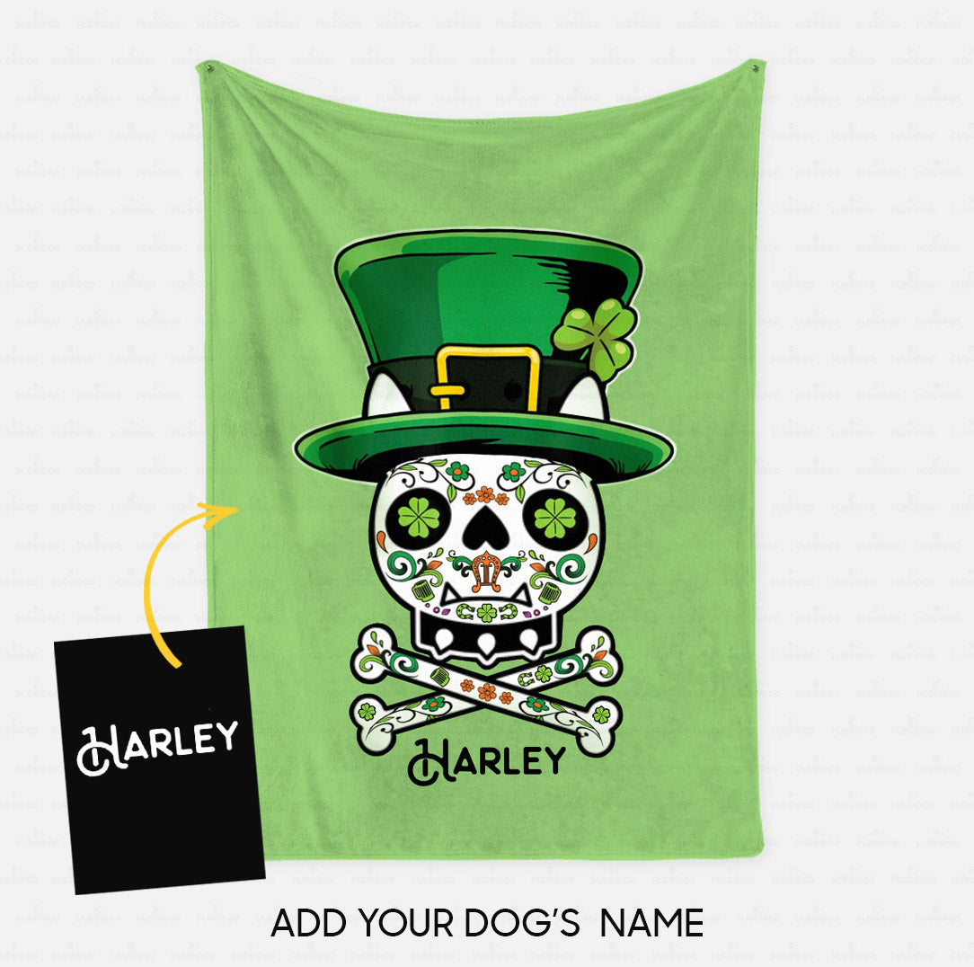 Custom Dog Blanket - Personalized Creative Gift Idea - A Shamrock Skull For Dog Lover - Fleece Blanket