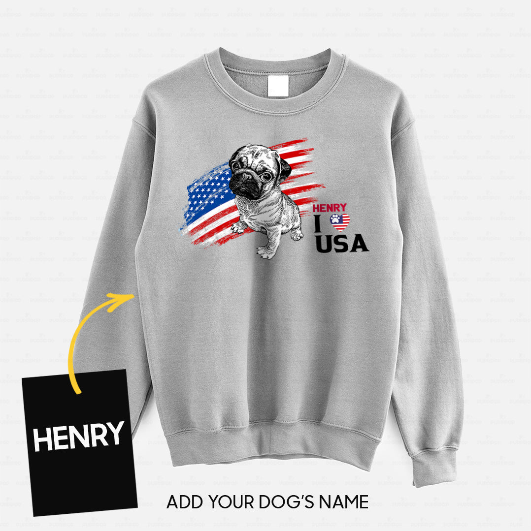 Personalized Dog Gift Idea - Pug Love USA For Dog Lovers - Standard Crew Neck Sweatshirt