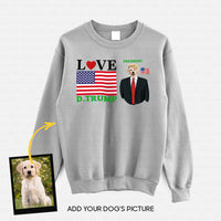 Thumbnail for Personalized Dog Gift Idea - Love President D.Trump For Dog Lovers - Standard Crew Neck Sweatshirt