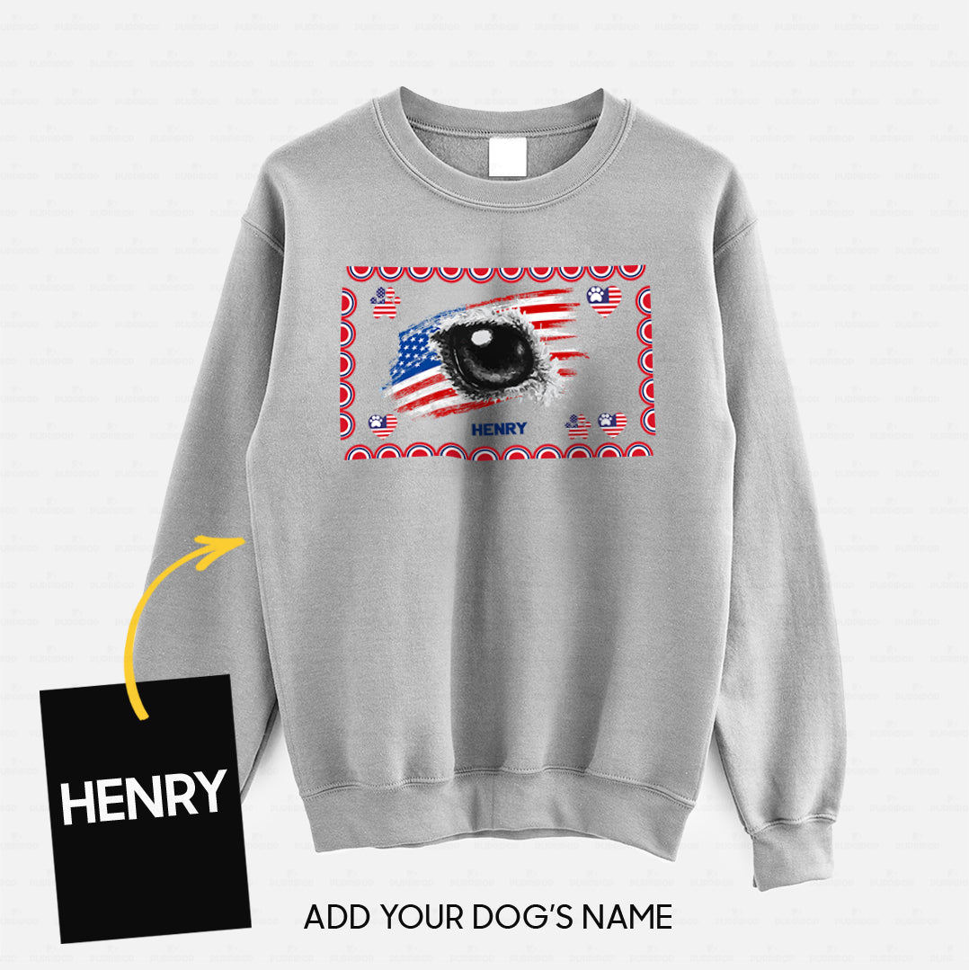Personalized Dog Gift Idea - America Flag With Dog Eye For Dog Lovers - Standard Crew Neck Sweatshirt