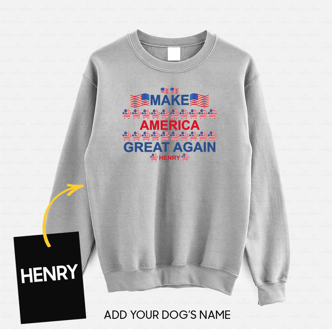 Personalized Dog Gift Idea - Make America Great Again With Paws And Flags For Dog Lovers - Standard Crew Neck Sweatshirt
