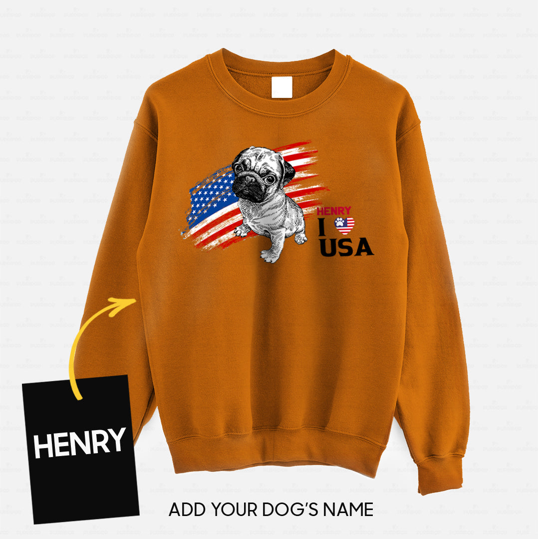 Personalized Dog Gift Idea - Pug Love USA For Dog Lovers - Standard Crew Neck Sweatshirt