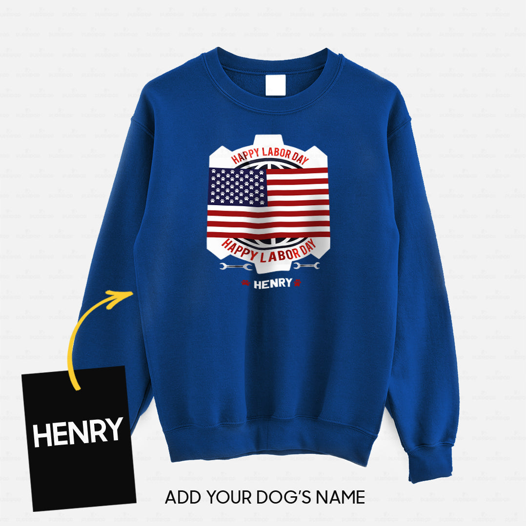 Personalized Dog Gift Idea - Happy Labor Happy America Flag In The Middle For Dog Lovers - Standard Crew Neck Sweatshirt