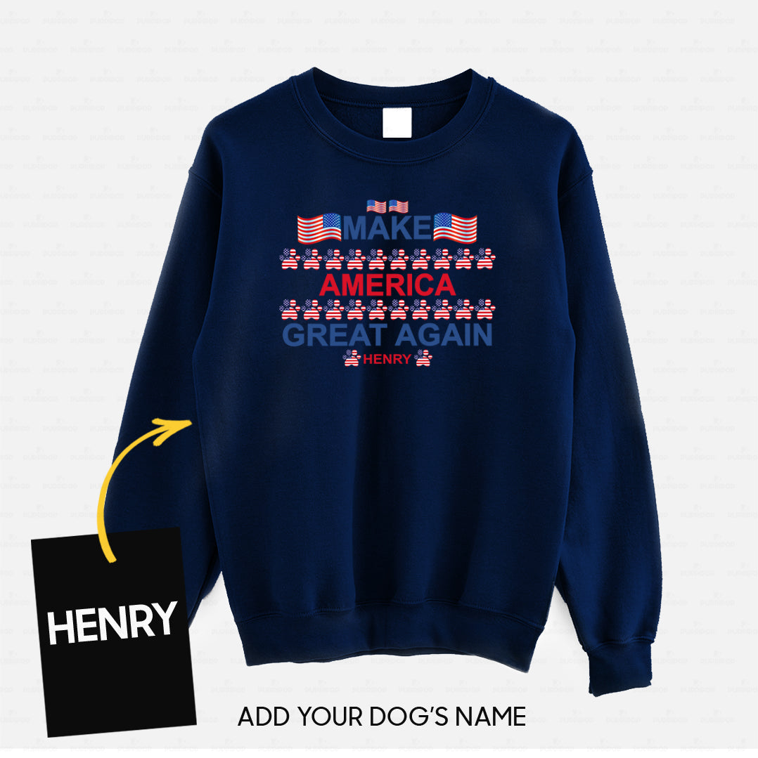 Personalized Dog Gift Idea - Make America Great Again With Paws And Flags For Dog Lovers - Standard Crew Neck Sweatshirt