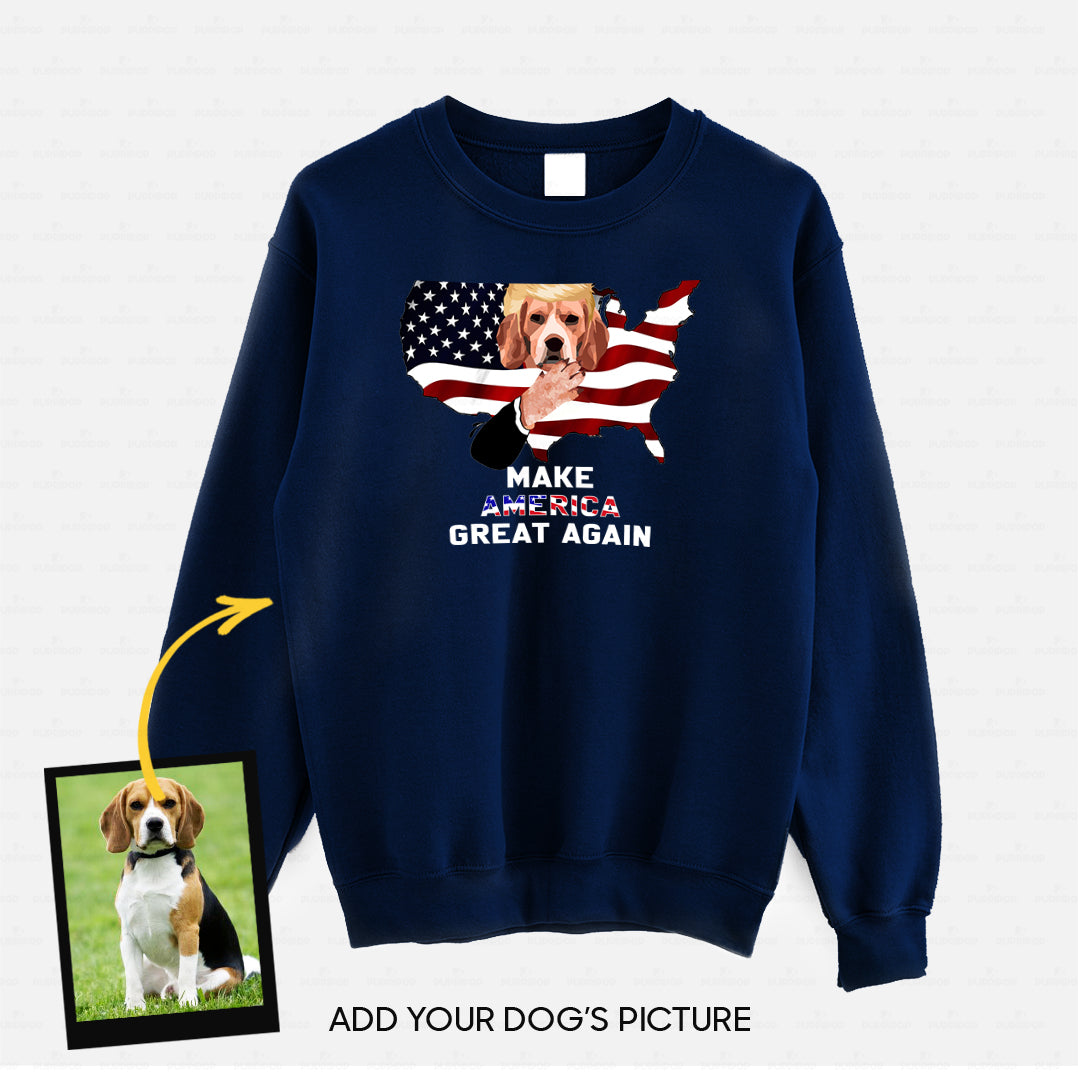 Personalized Dog Gift Idea - Make America Great Again With Dog President For Dog Lovers - Standard Crew Neck Sweatshirt