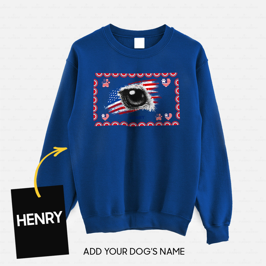 Personalized Dog Gift Idea - America Flag With Dog Eye For Dog Lovers - Standard Crew Neck Sweatshirt