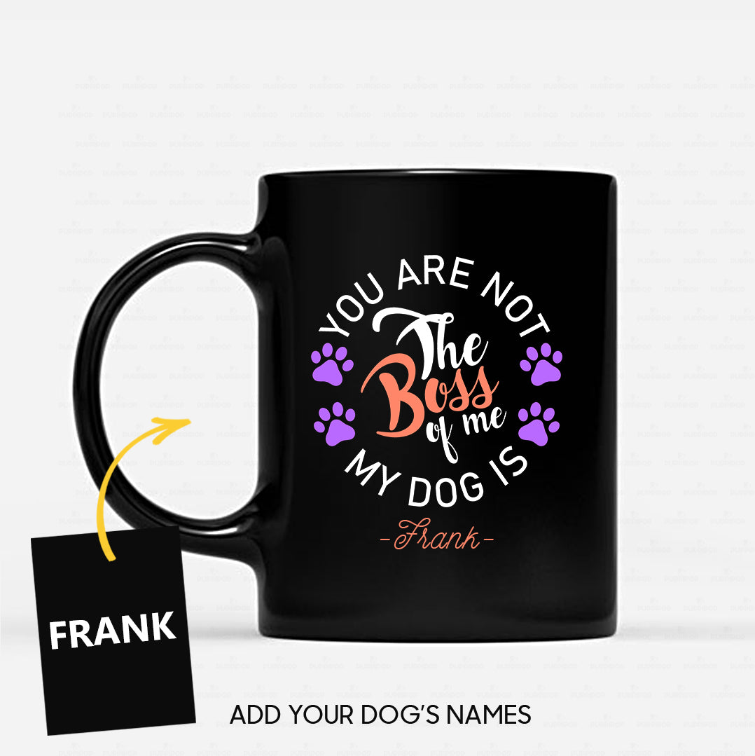 Personalized Dog Gift Idea - The Boss Of Me Purple Paws For Dog Lovers - Black Mug