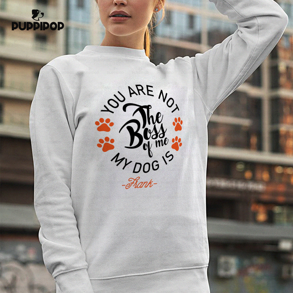 Personalized Dog Gift Idea - The Boss Of Me Orange Paws For Dog Lovers - Standard Crew Neck Sweatshirt