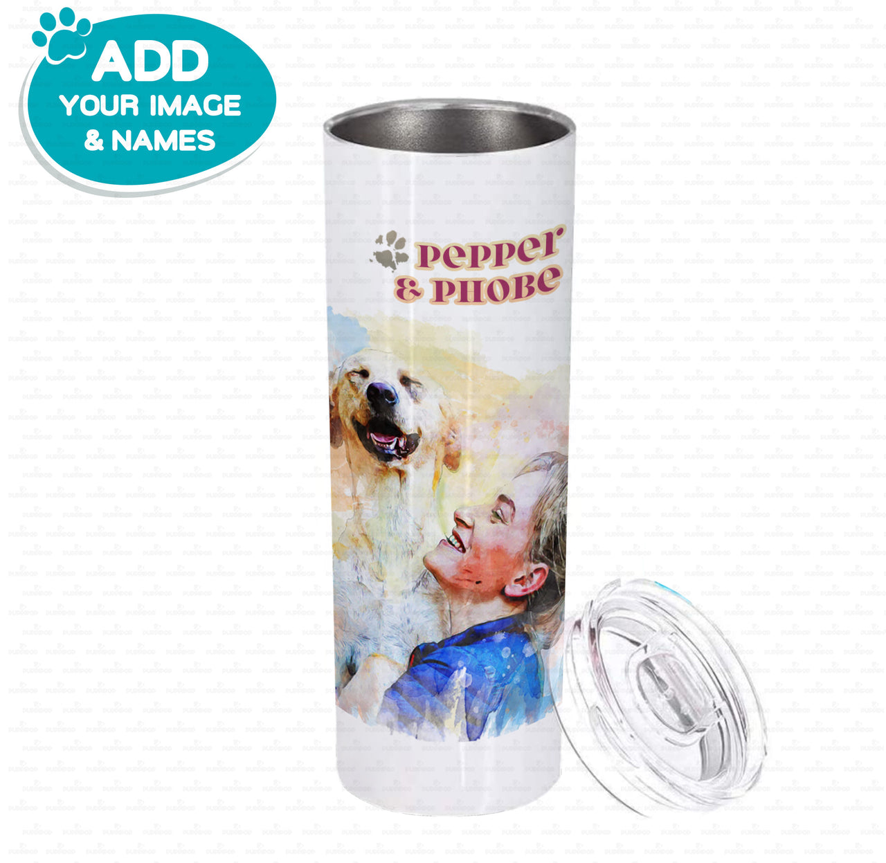 Personalized Dog Gift Idea - Watercolor Portrait Puppy Gift For Dog Mom - Tumbler
