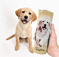 Thumbnail for Personalized Dog Gift Idea - Watercolor Sparkle Portrait For Puppy Lovers - Tumbler