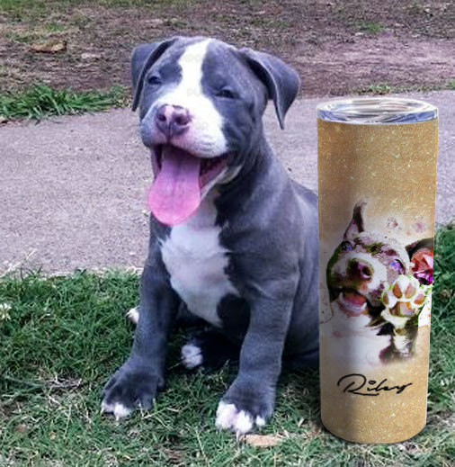 Personalized Dog Gift Idea - Watercolor Sparkle Portrait For Puppy Lovers - Tumbler