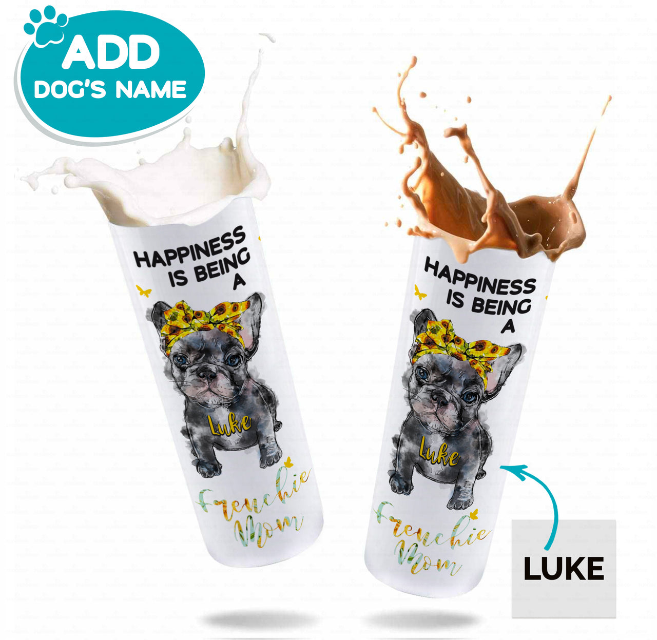 Personalized Dog Gift Idea - Happiness Is Being A Frenchie Mom For Dog Mom - Tumbler