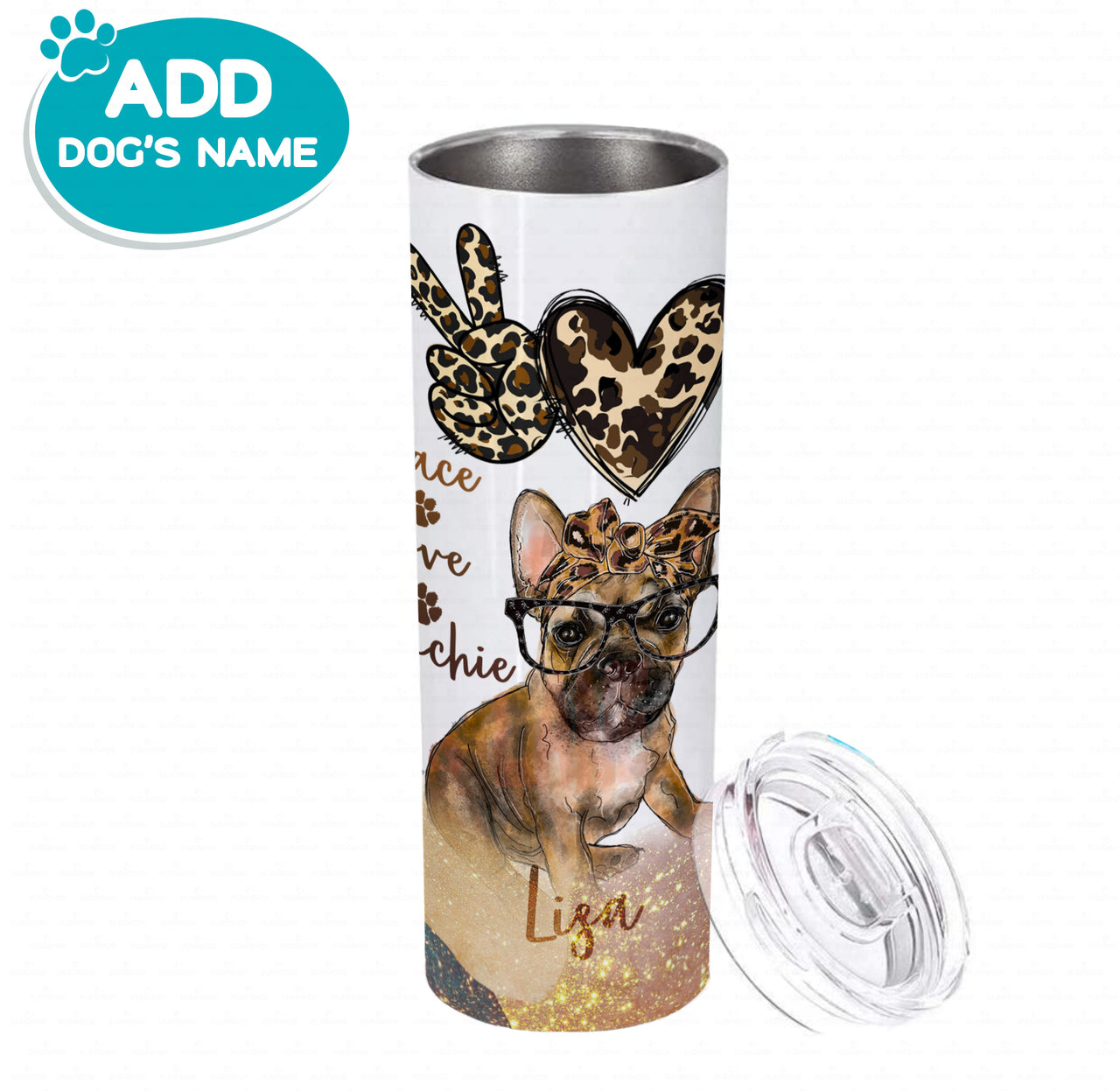 Personalized Dog Gift - Peace Love Frenchie For Dog Mom - Tumbler