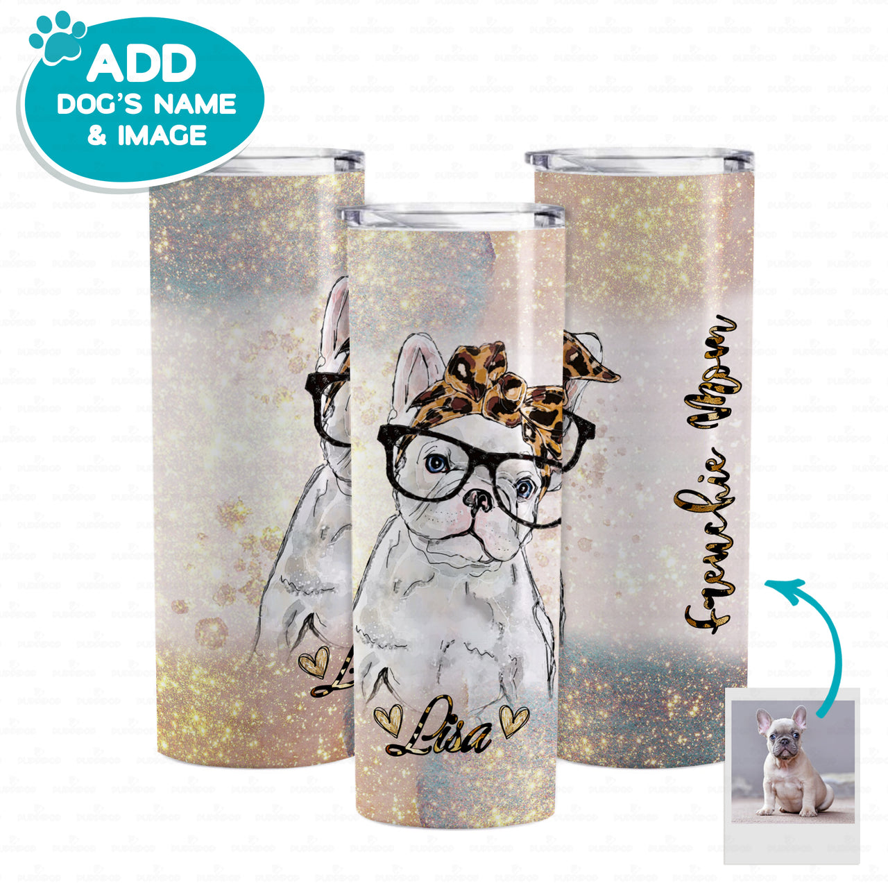 Personalized Dog Gift Idea - Pearl Sparkle Frenchie Mom For Dog Mom - Tumbler