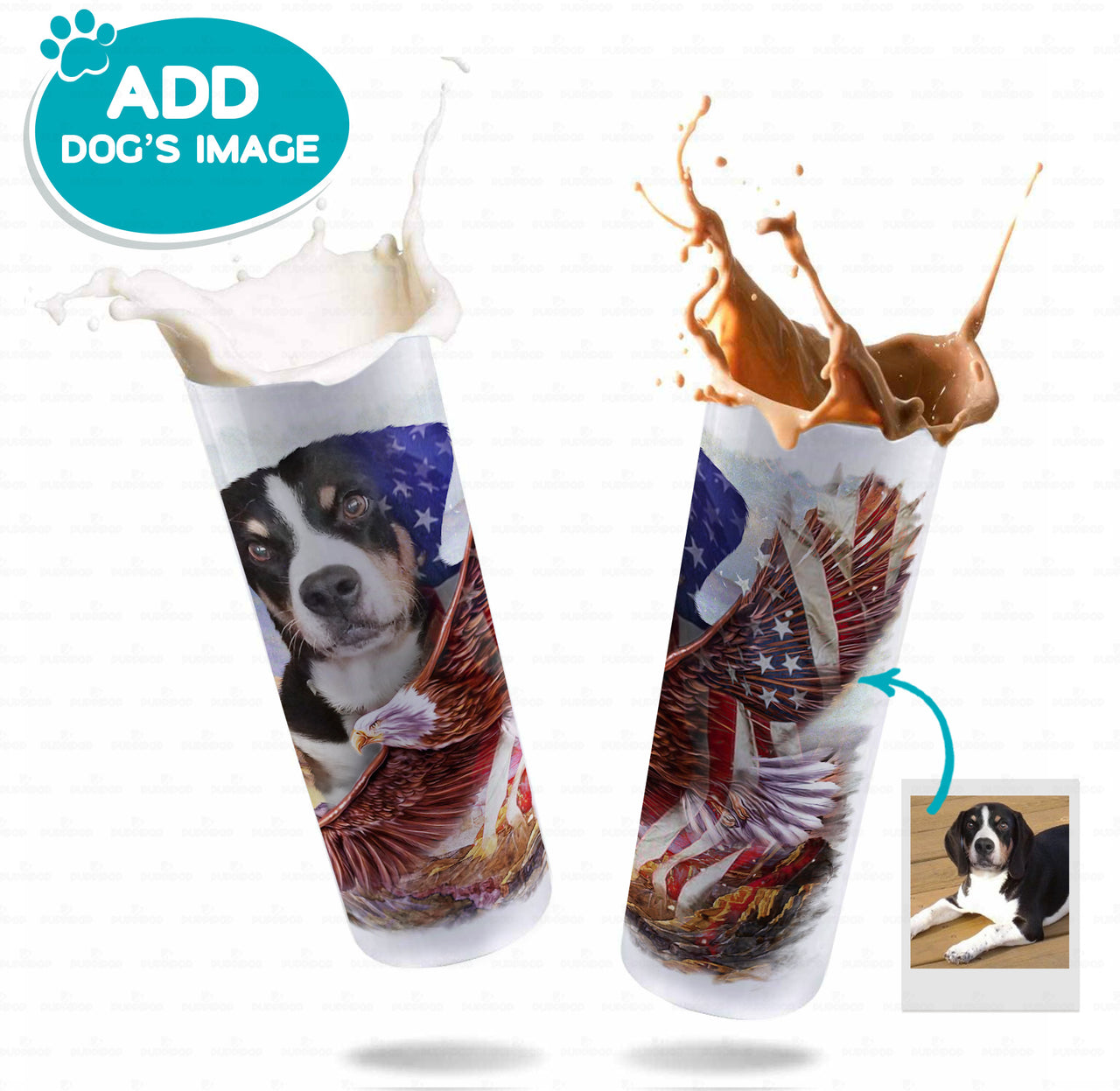 Personalized Independence Day Dog Gift - USA Flag Eagle Puppy For Dog Lover - Tumbler