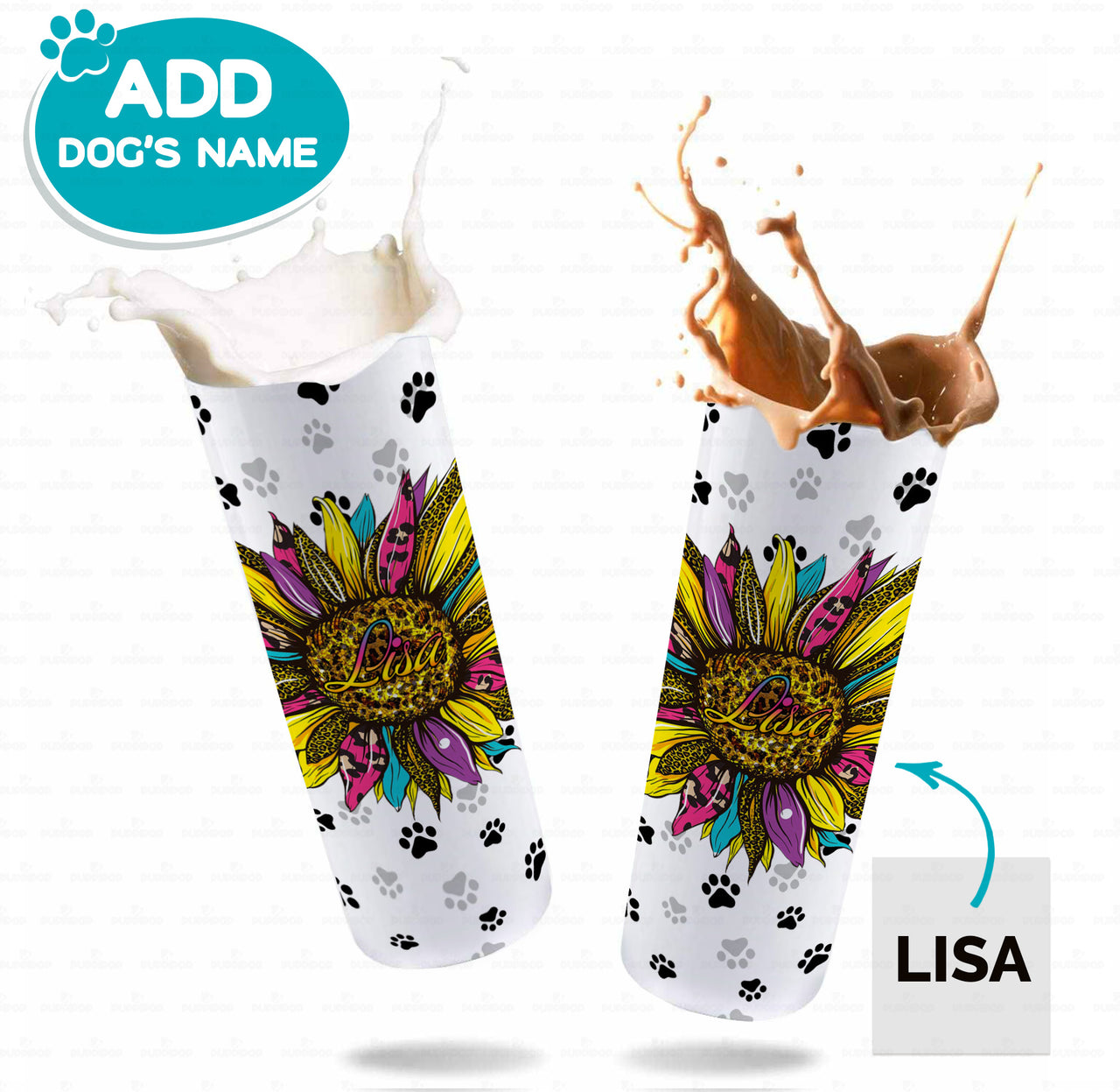 Personalized Dog Gift Idea - Sunflower and Pet Paw For Dog Mom - Tumbler