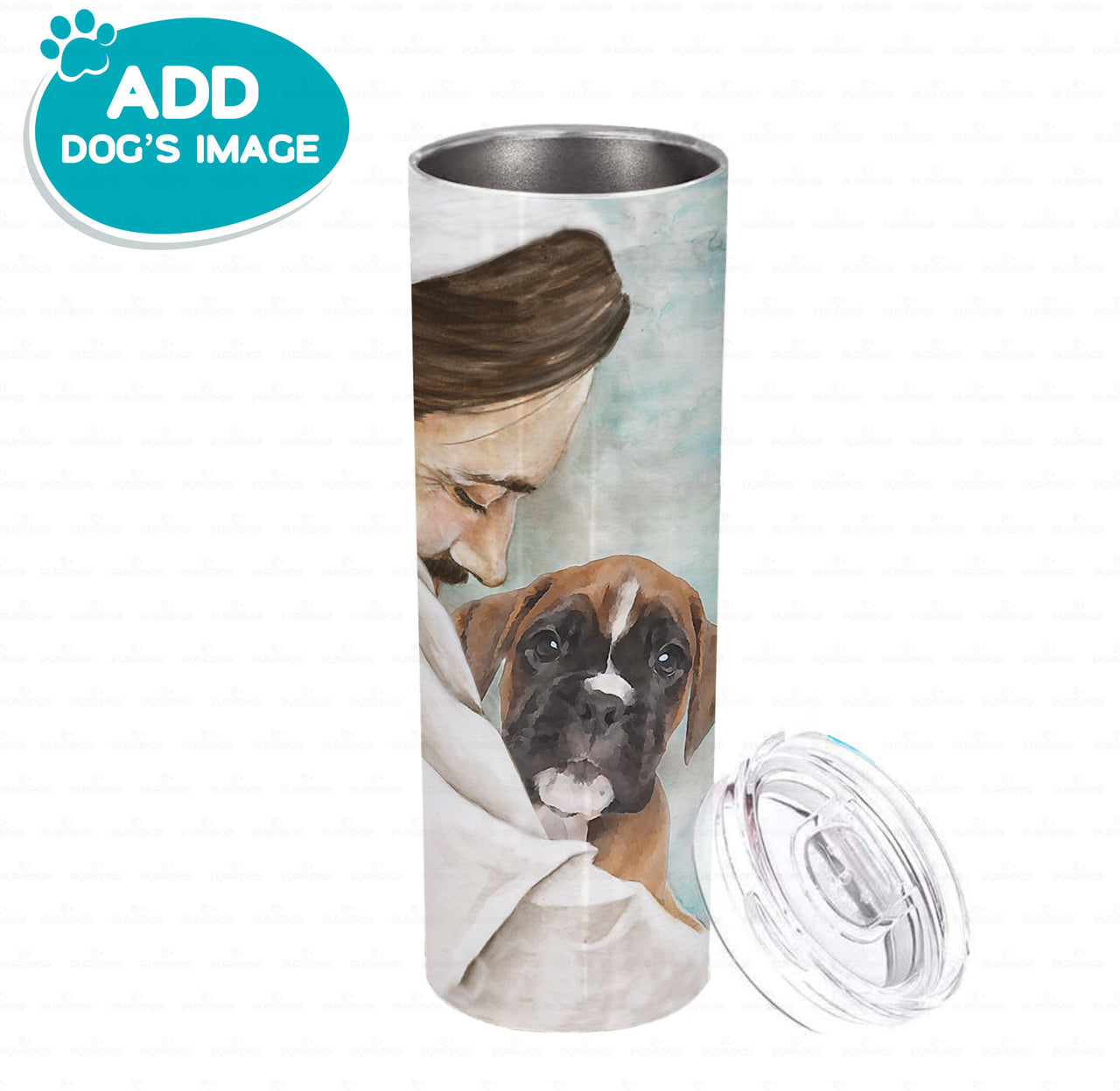 Personalized Dog Gift Idea - Jesus Christ Hugs Puppy For Dog Lover - Tumbler