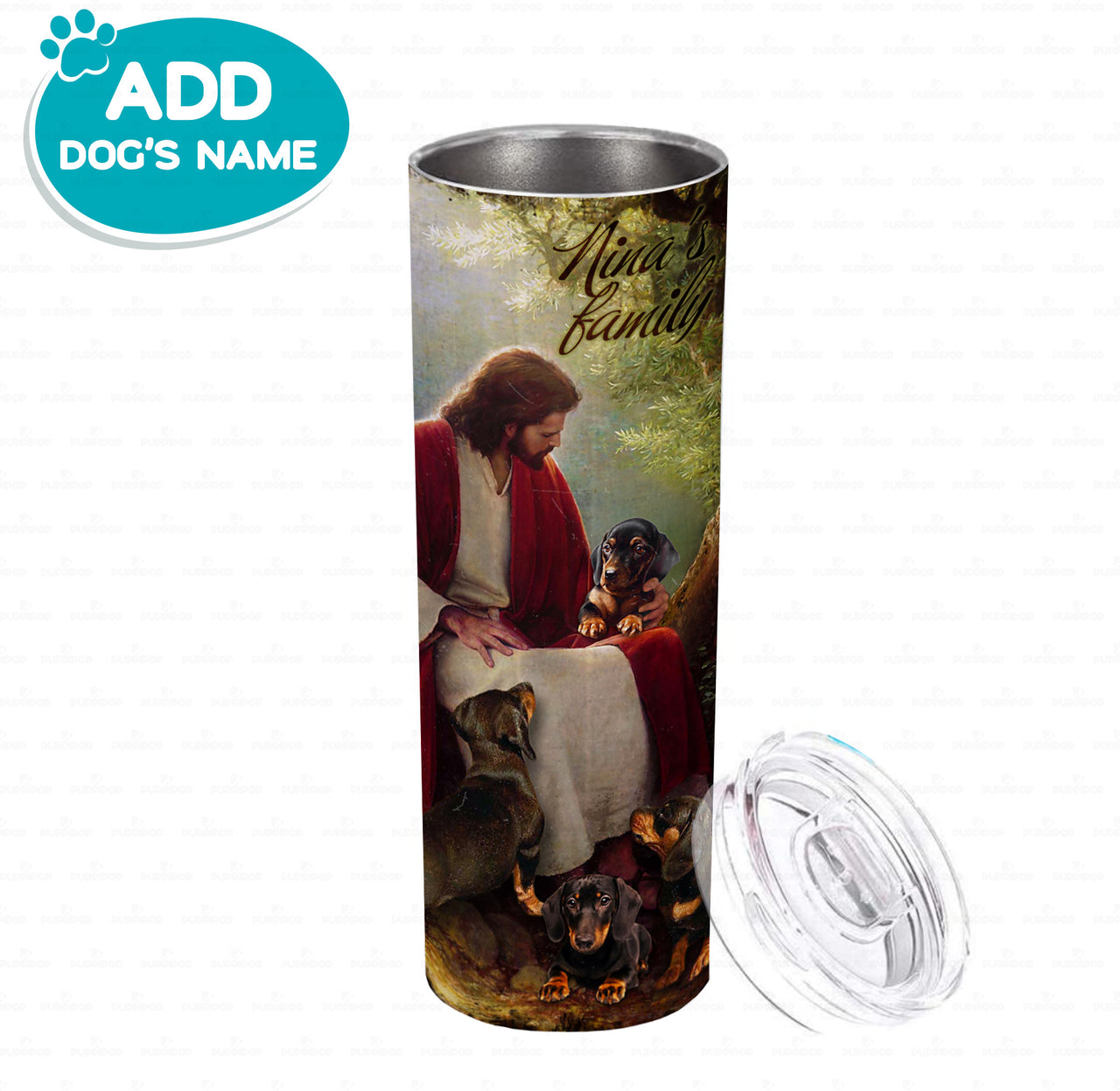 Personalized Dog Gift Idea - Dachshunds Family And Jesus Christ For Dog Lover - Tumbler