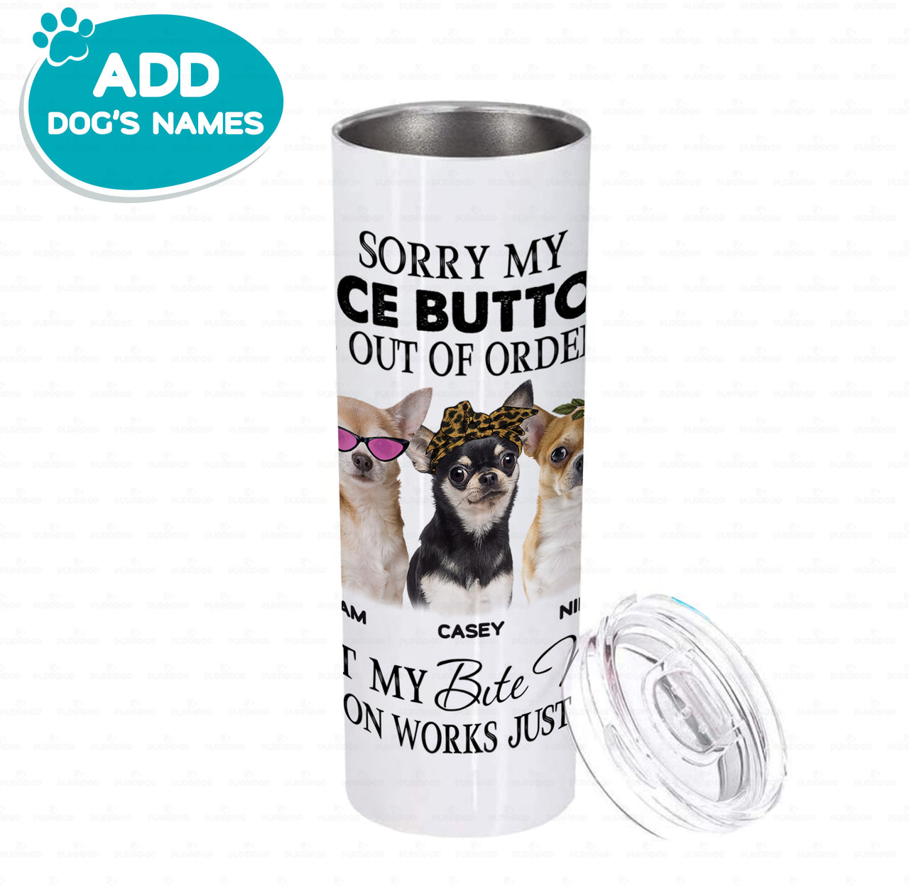 Personalized Dog Gift Idea - Nice Button Fails Bite Button Works For Dog Lover - Tumbler