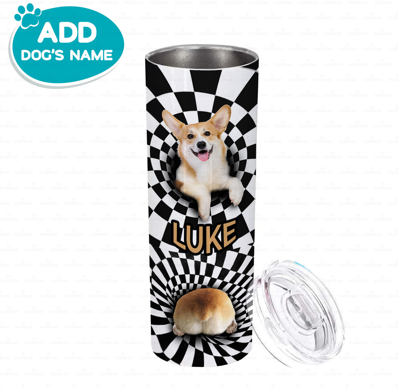 Personalized Dog Gift Idea - Hypnotic Black White Corgi For Dog Lover - Tumbler