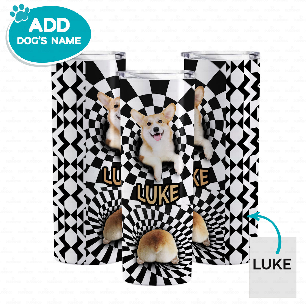 Personalized Dog Gift Idea - Hypnotic Black White Corgi For Dog Lover - Tumbler