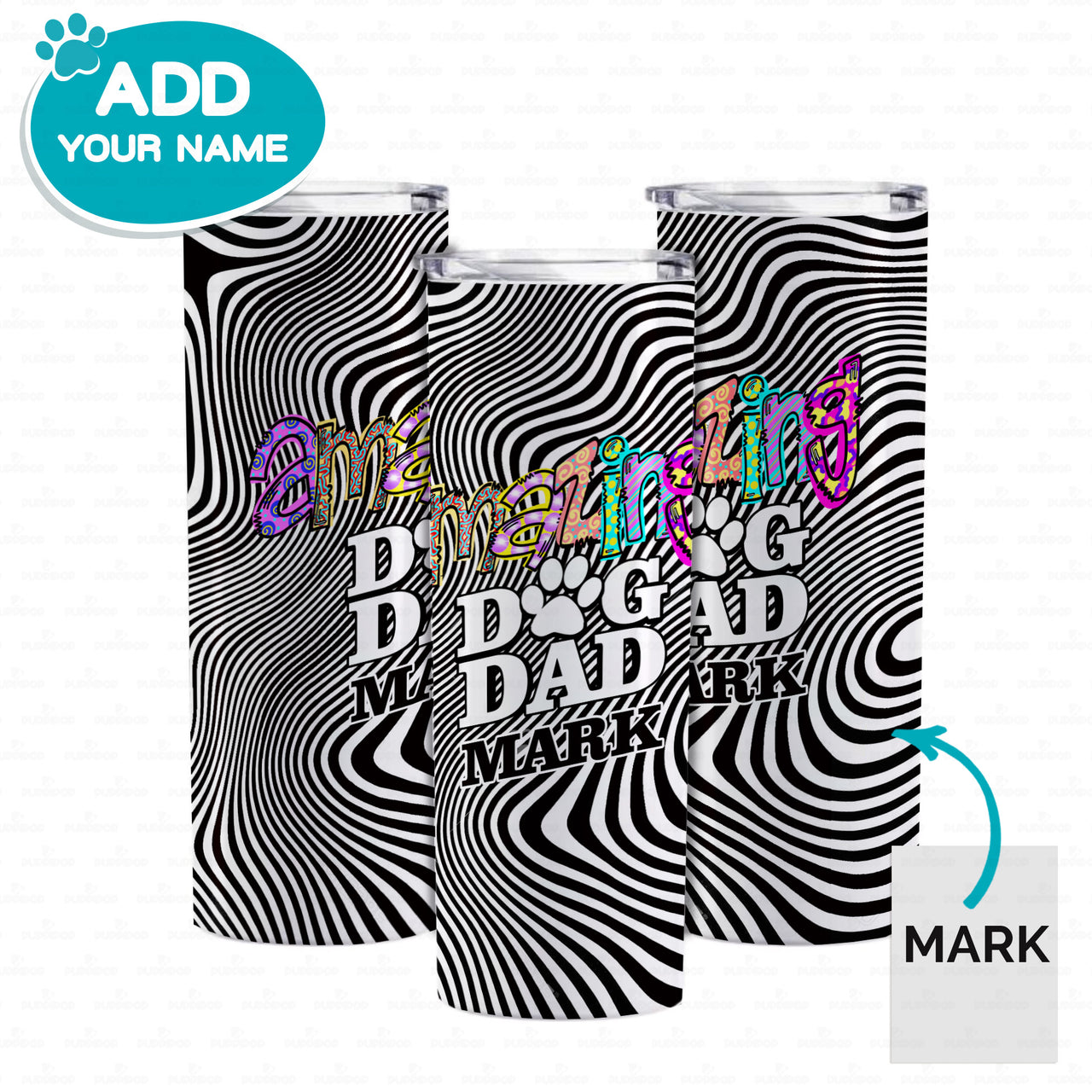 Personalized Dog Gift Idea - Black Stripe Amazing Dog Dad - Tumbler