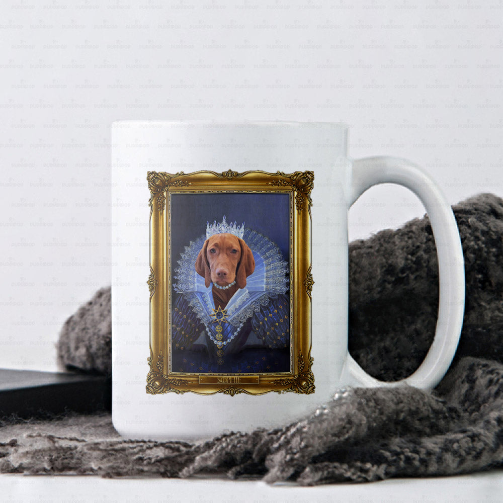 Personalized Dog Gift Idea - Royal Dog's Portrait For Dog Lovers - White Mug