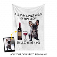 Thumbnail for Personalized Dog Gift Idea - A Woman Can Not Surnue On Wine Alone For Dog Mom - Fleece Blanket