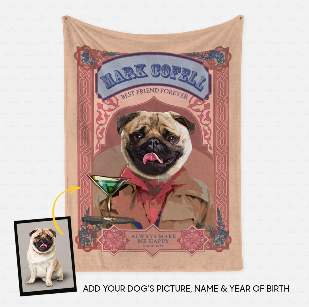 Custom Dog Blanket - Personalized Creative Gift Idea - Wine Always Makes Me Happy For Dog Lover - Fleece Blanket