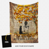 Thumbnail for Personalized Gift Idea - Woman And A Dog Beside The Tree For Mom - Fleece Blanket
